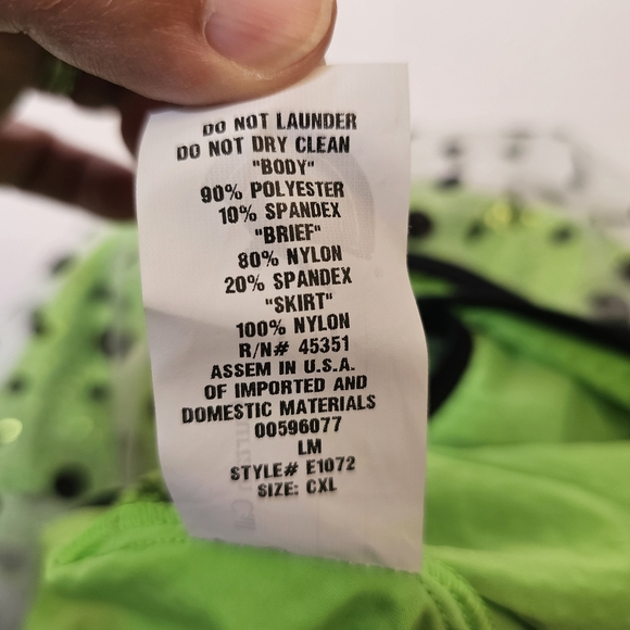 Curtain Call green black polka dots tulle layer dress leotard tap dance sz CXL - Picture 10 of 10